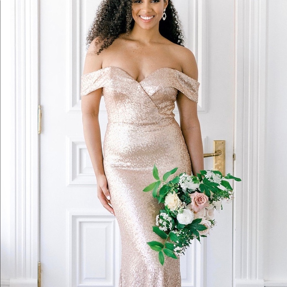 NWT Revelry Bardot Sequin Gown